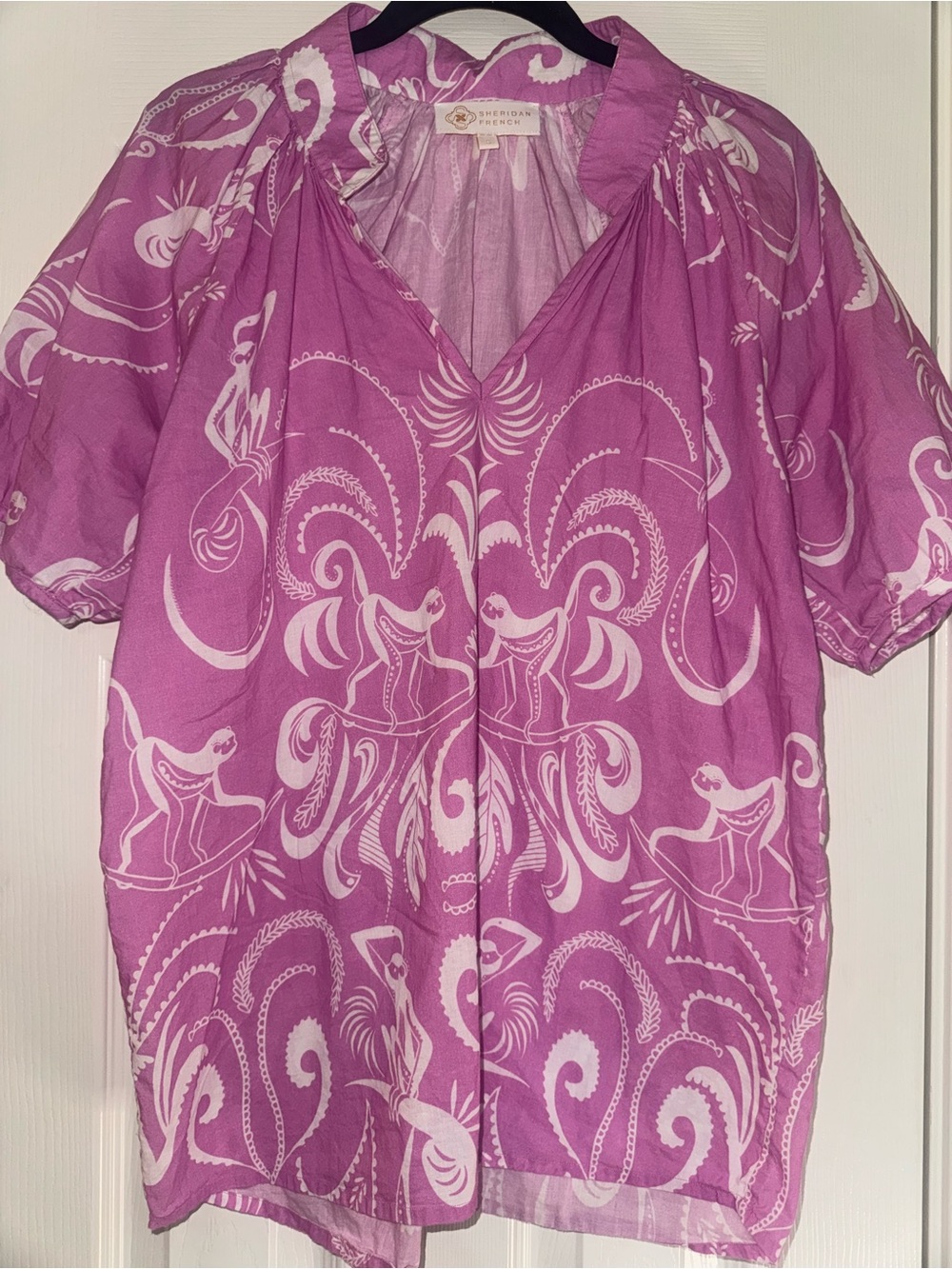 Sheridan French  Purple-Pink Ornamental Printed Blouse